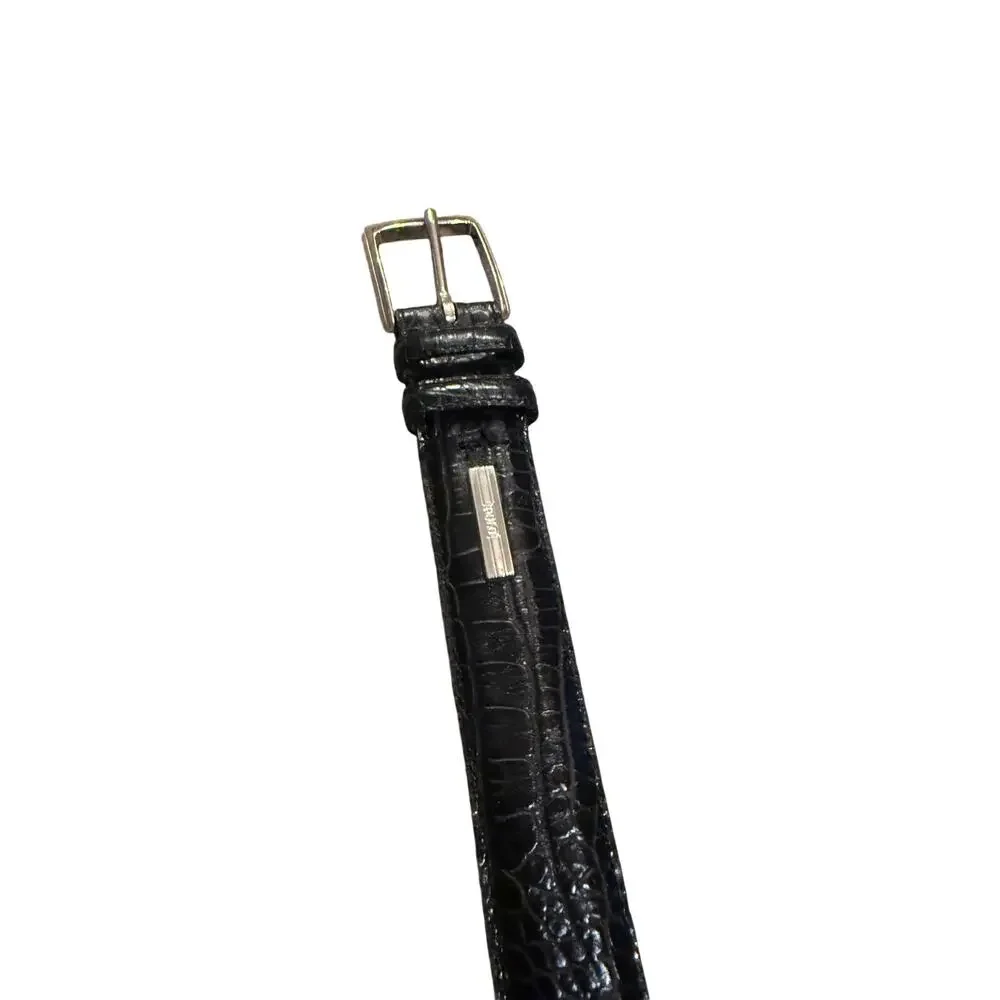 VTG Polo Ralph Lauren Croc Embossed Black Leather Belt Men's Sz. 34